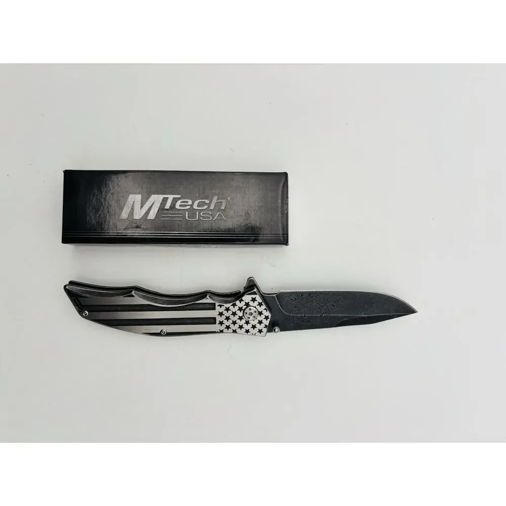 New Mtech Xtreme MX-A849AS American USA Flag Folding Stonewash Knife. New In Box